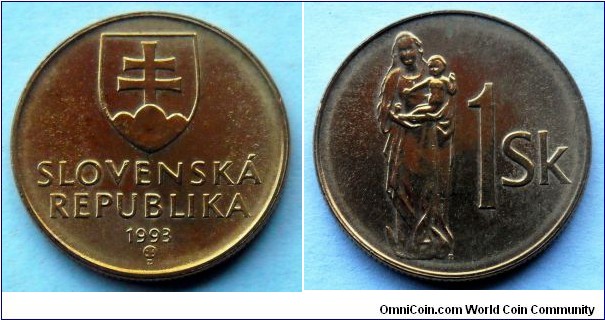 Slovakia 1 koruna.
1993