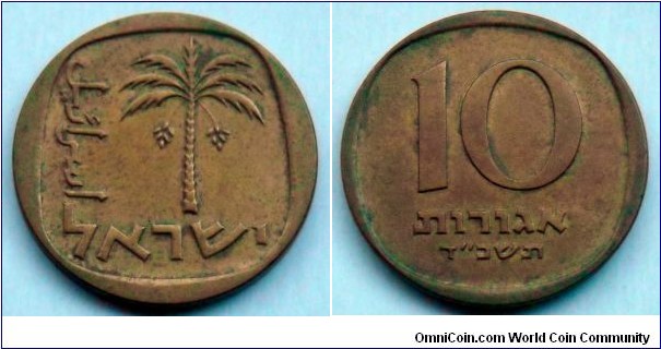Israel 10 agorot.
1964 (5724)
