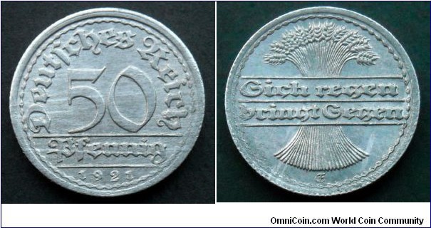 Germany (Weimar Republic) 50 pfennig 1921 (E) III