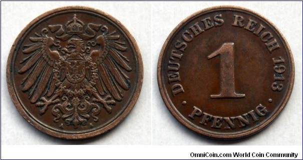 German Empire 1 pfennig. 1913 (A)