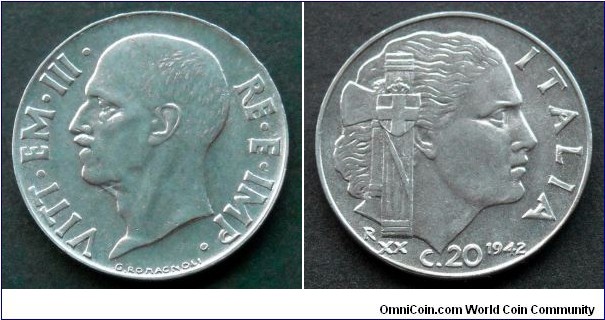 Italy 20 centesimi.
1942, Acmonital (IV)