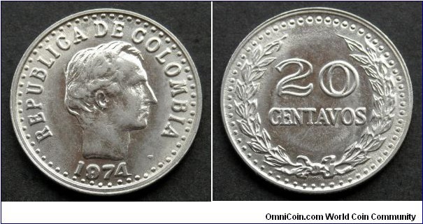 Colombia 20 centavos.
1974 (II)