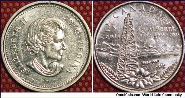 Alberta Centennial, 25 cents, Ni plated Steel, 23.9  mm