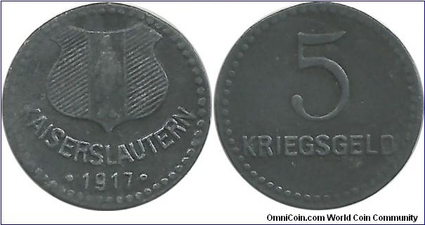 Germany-Kaiserslautern 5 Pfennig 1917 (Kriegsgeld)