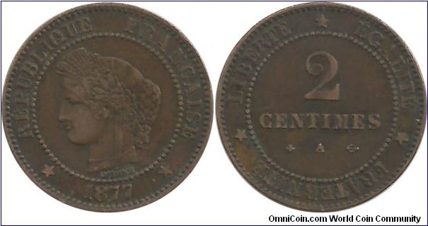 France 2 Centimes 1877A