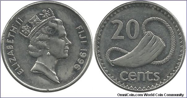 Fiji 20 Cents 1996