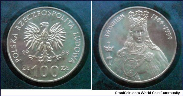 Poland 100 złotych. 
Queen Jadwiga. Proof from 1988 mint set. Mintage: 5.000 pieces.