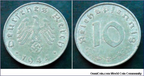 Germany (Third Reich) 10 pfennig.
1944 E, Zinc