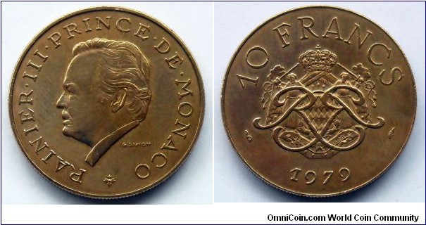 Monaco 10 francs.
1979