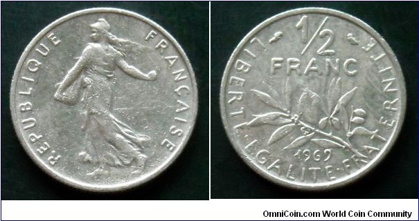 France 1/2 franc.
1969 (IV)