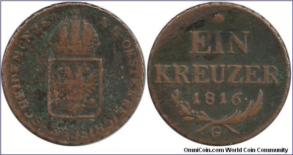 Austria 1 Kreuzer 1816G
