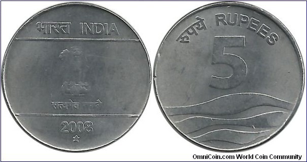 India-Republic 5 Rupees 2008(H)