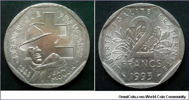 France 2 francs.
1993, Jean Moulin (III)
