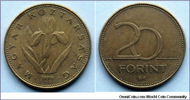 Hungary 20 forint.
1996