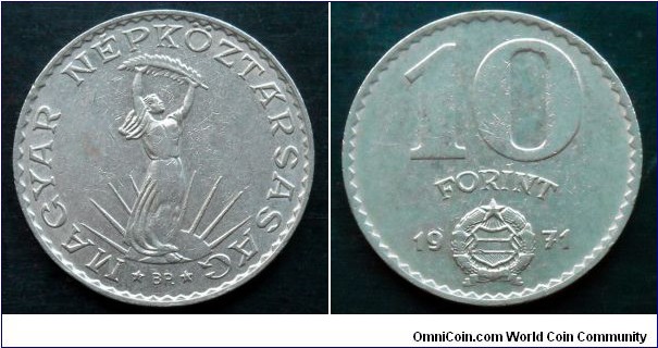 Hungary 10 forint.
1971 (II)