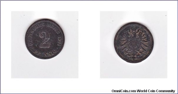 1874 - A Germany 2 Pfennig Coin