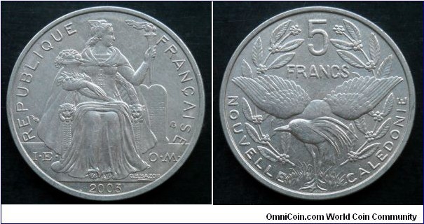 New Caledonia 5 francs. 2003 (I.E.O.M)