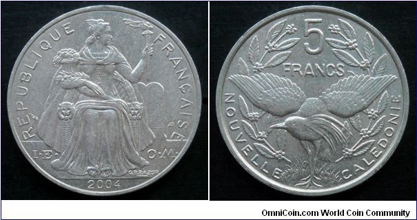 New Caledonia 5 francs. 2004 (I.E.O.M)