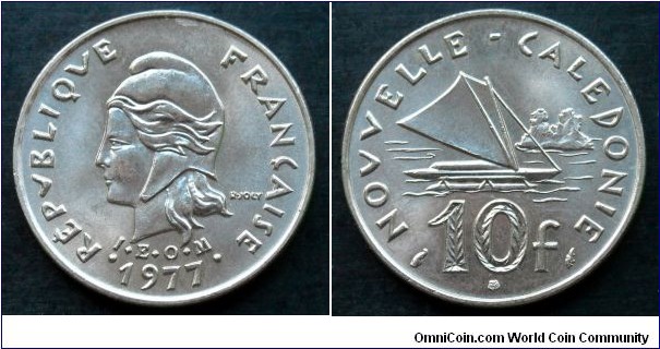 New Caledonia 10 francs. 1977 (I.E.O.M)
