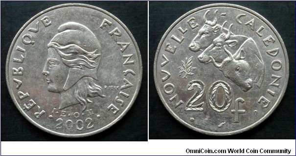 New Caledonia 20 francs. 2002 (I.E.O.M)