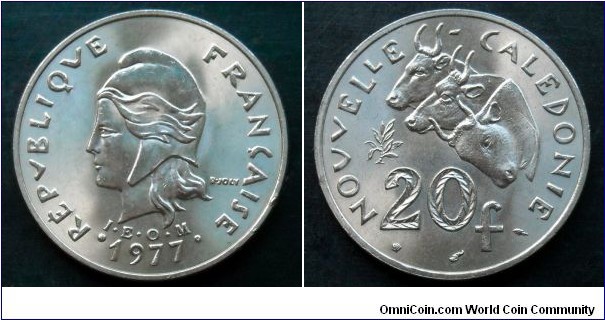 New Caledonia 20 francs. 1977 (I.E.O.M)
