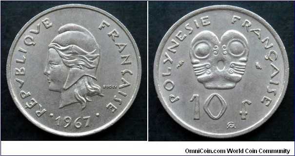 French Polynesia 10 francs. 1967 (II)