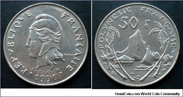 French Polynesia 50 francs. 1991 (I.E.O.M)