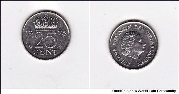 25 Cents - Juliana Rooster Variety
Standard circulation coin 1950-1980
