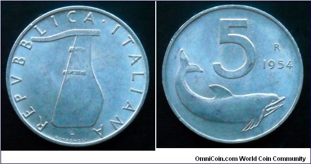 Italy 5 lire.
1954 (III)