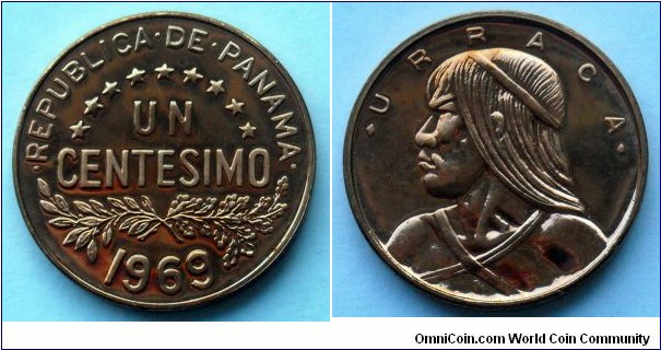 Panama 1 centesimo.
1969, Proof. Mintage: 14.000 pieces