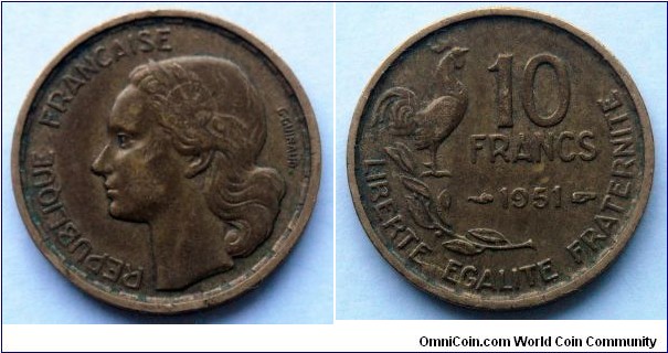 France 10 francs.
1951