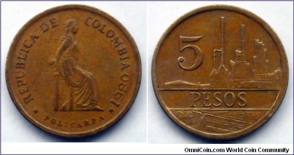 Colombia 5 pesos.
1980 (II)