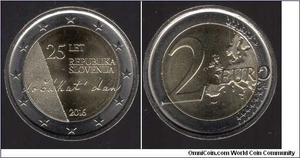 2 Euros 25th Anniversary of Independence