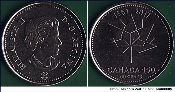 Canada 2017 50 Cents.

150 Years of Confederation of the Dominion of Canada.