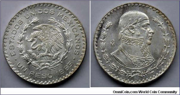 Mexico 1 peso.
1965, Ag 100.