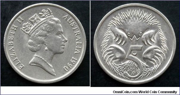 Australia 5 cents.
1990