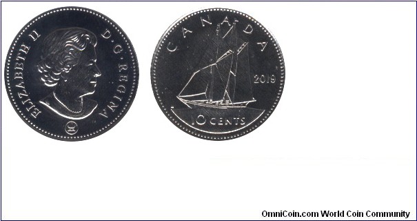 Canada, 10 cents, 2019, Scooter, Queen Elizabeth II.