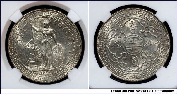 British Trade Dollars 1929B
Composition: Silver (.900)
Weight: 26.95 g
Diameter: 39 mm
Thickness: 1.9 mm
Edge Type: Reed