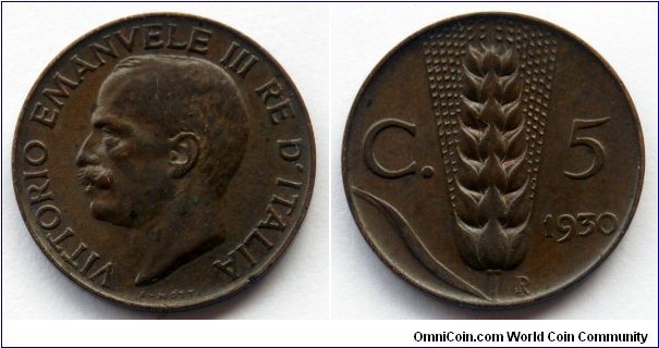 Italy 5 centesimi.
1930