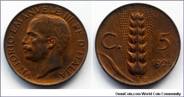 Italy 5 centesimi.
1925