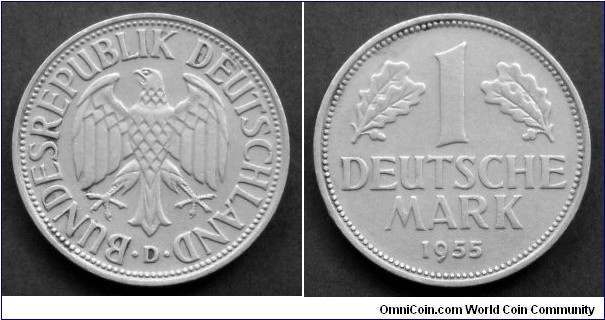 German Federal Republic (West Germany) 1 mark. 1955, D - Munich
