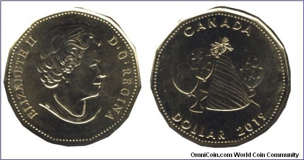 Canada, 1 dollar, 2019, Happy Birthday, Queen Elizabeth II, part of set.