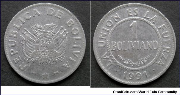 Bolivia 1 boliviano.
1991