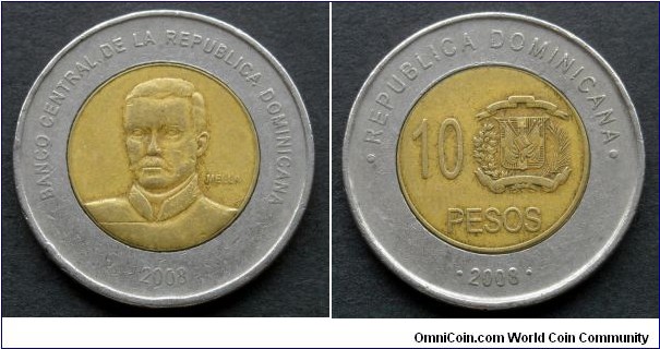 Dominican Republic 10 pesos. 2008