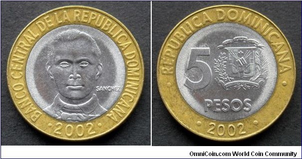 Dominican Republic 5 pesos. 2002 (II)
