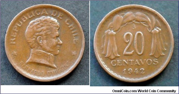 Chile 20 centavos.
1942