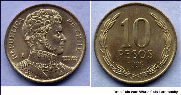 Chile 10 pesos.
1996