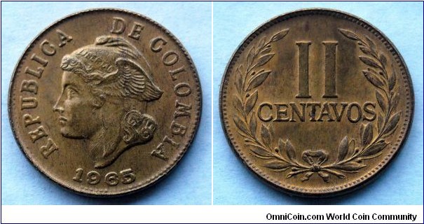 Colombia 2 centavos.
1965