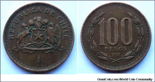 Chile 100 pesos.
1996