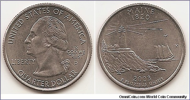 1/4 Dollar 
KM#345
5.6700 g., Copper-nickel clad copper, 24.3 mm. Series: 50 State Quarters Program Obv: The portrait in left profile of George Washington, the first President of the United States from 1789 to 1797, is accompanied with the motto 